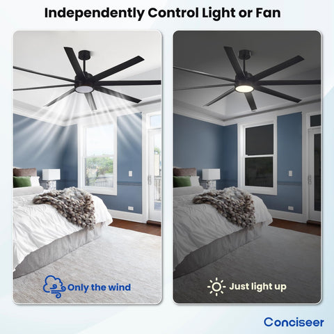 Conciseer 6-speed fan with flexible airflow options