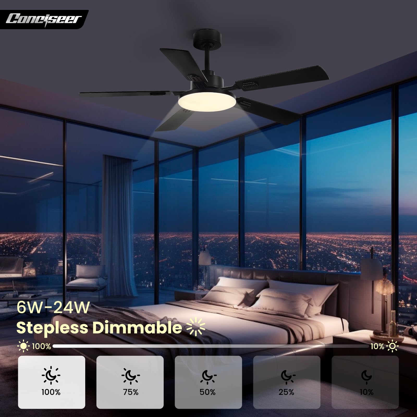 Conciseer six-speed reversible motor for seasonal comfort
