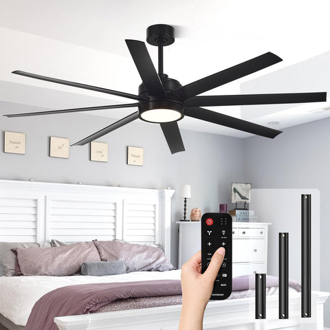 Conciseer 65-inch ceiling fan with light front view for large living spaces