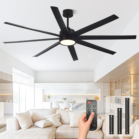 Conciseer 72-inch modern ceiling fan with light for large spaces