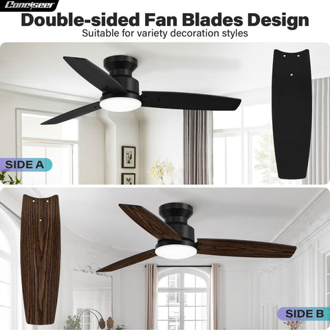 Conciseer black and wood grain blades viewed from the side