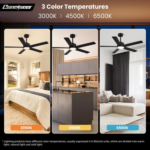 Conciseer five-blade design balances airflow and aesthetics.