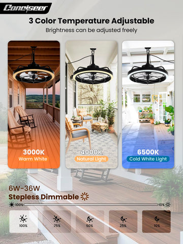 Conciseer fan with IP55 waterproof rating for rain and humidity outdoors
