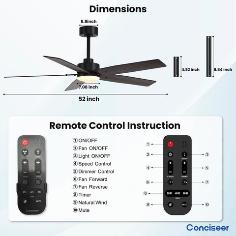 Conciseer ceiling fan in a stylish living room setup.