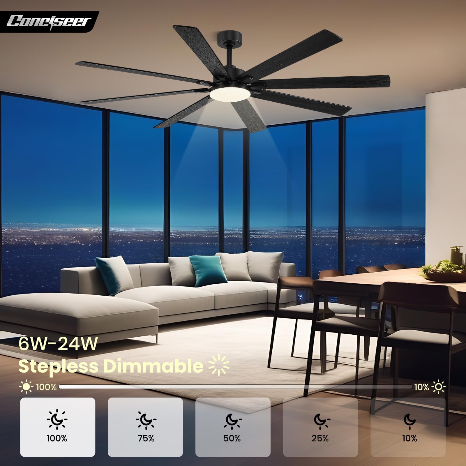Conciseer low-noise DC motor keeps spaces calm and comfortable.