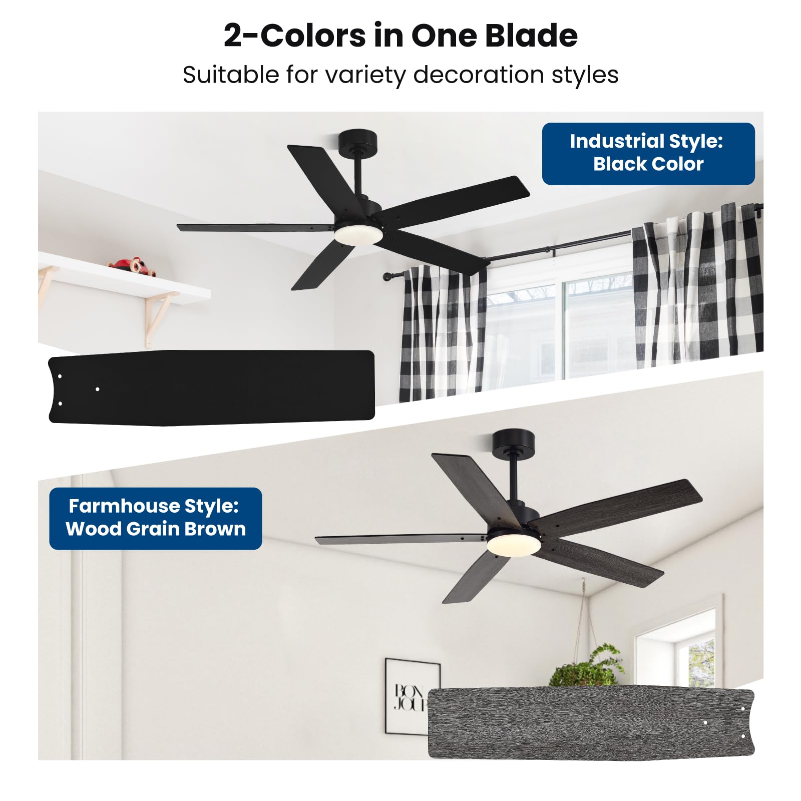Conciseer remote control shown, enabling separate light and fan settings.