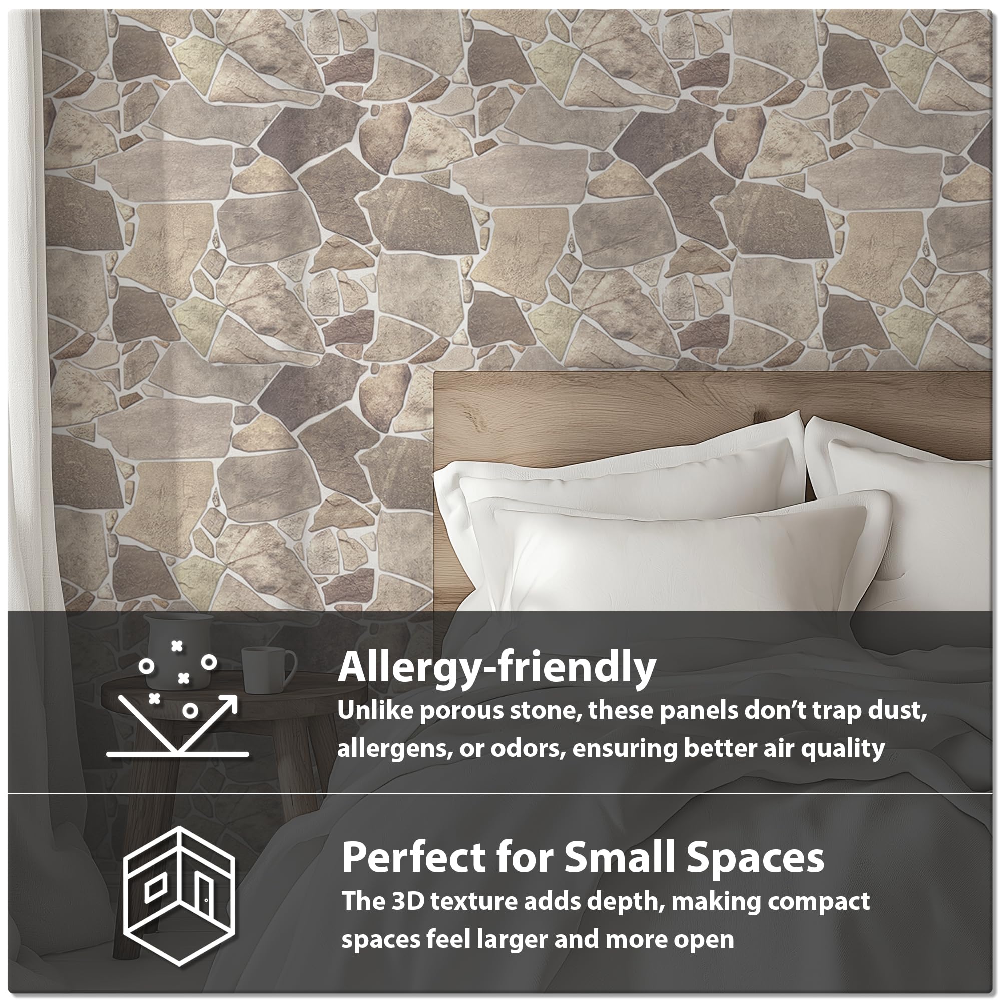CONCORD WALLCOVERINGS Retro-Art 3D faux stone living room accent wall adds rich texture