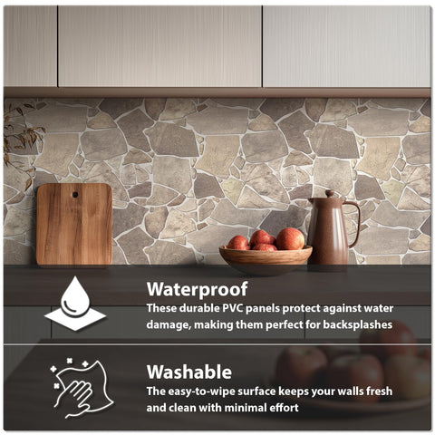 CONCORD WALLCOVERINGS Retro-Art 3D faux stone backsplash panel ideal for kitchens and bars