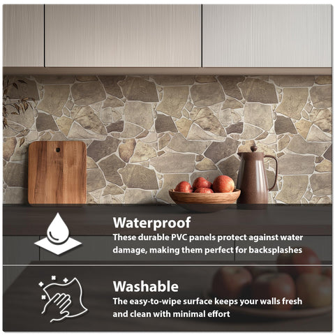 CONCORD WALLCOVERINGS Retro-Art 3D stone panel mosaic ideal for backsplashes and fireplace surrounds.
