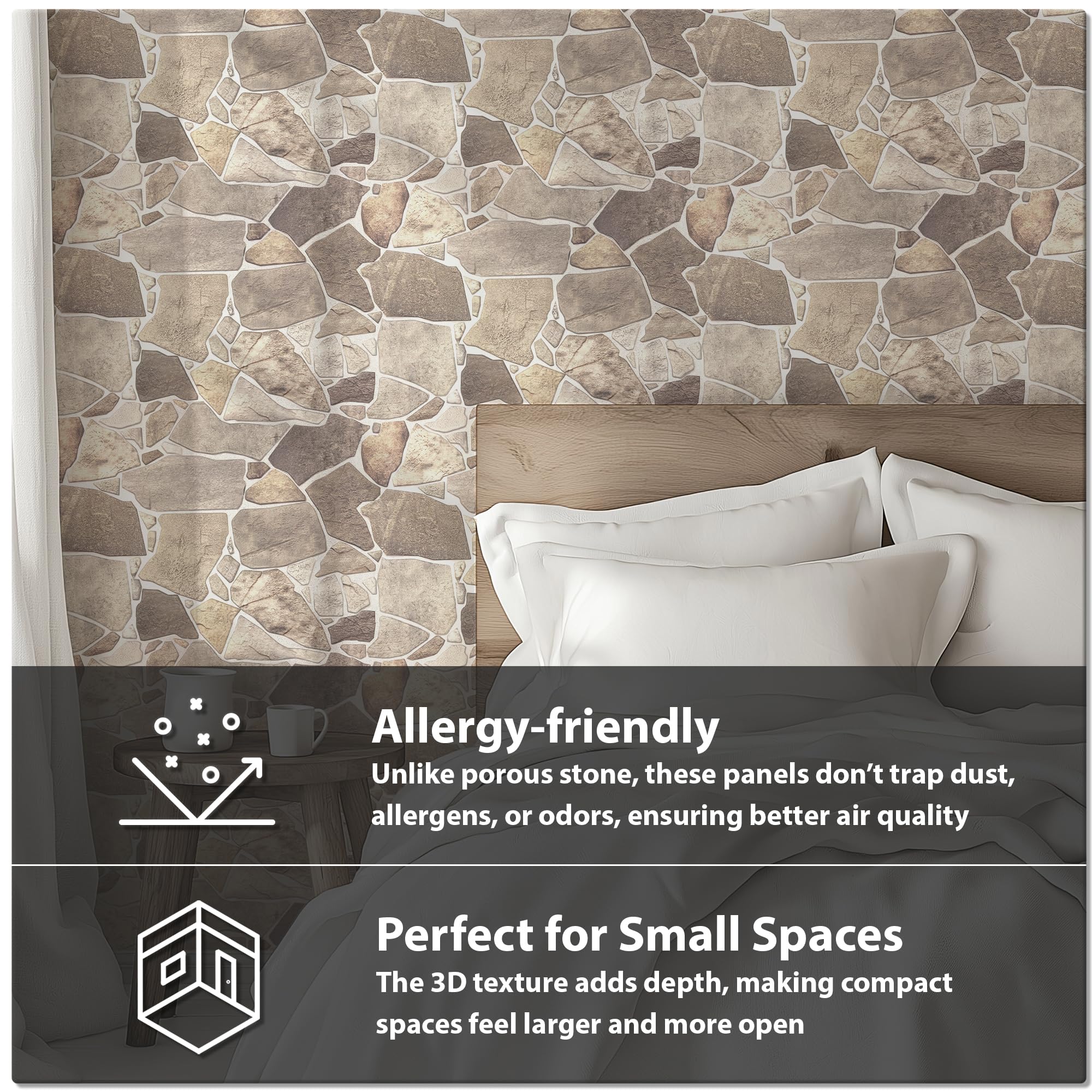 CONCORD WALLCOVERINGS Retro-Art 3D beige-brown rock tile texture suits modern bedrooms.