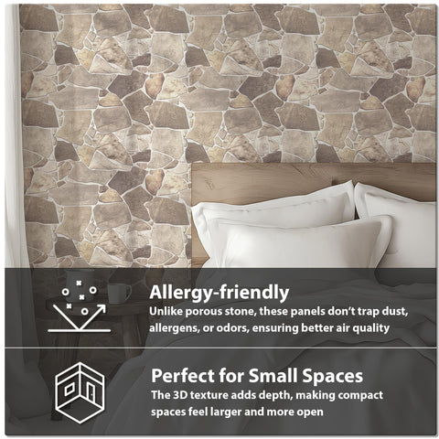 CONCORD WALLCOVERINGS Retro-Art 3D beige-brown rock tile texture suits modern bedrooms.