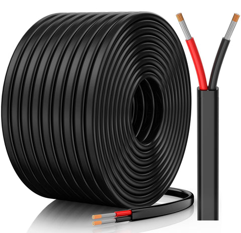 CONEPY 14 AWG 2-conductor wire coiled, highlighting durable 50 ft length for reliable installations.