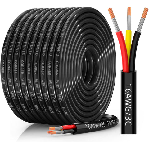 CONEPY 16/3 wire closeup shows tinned copper strands for reliable low-voltage power.