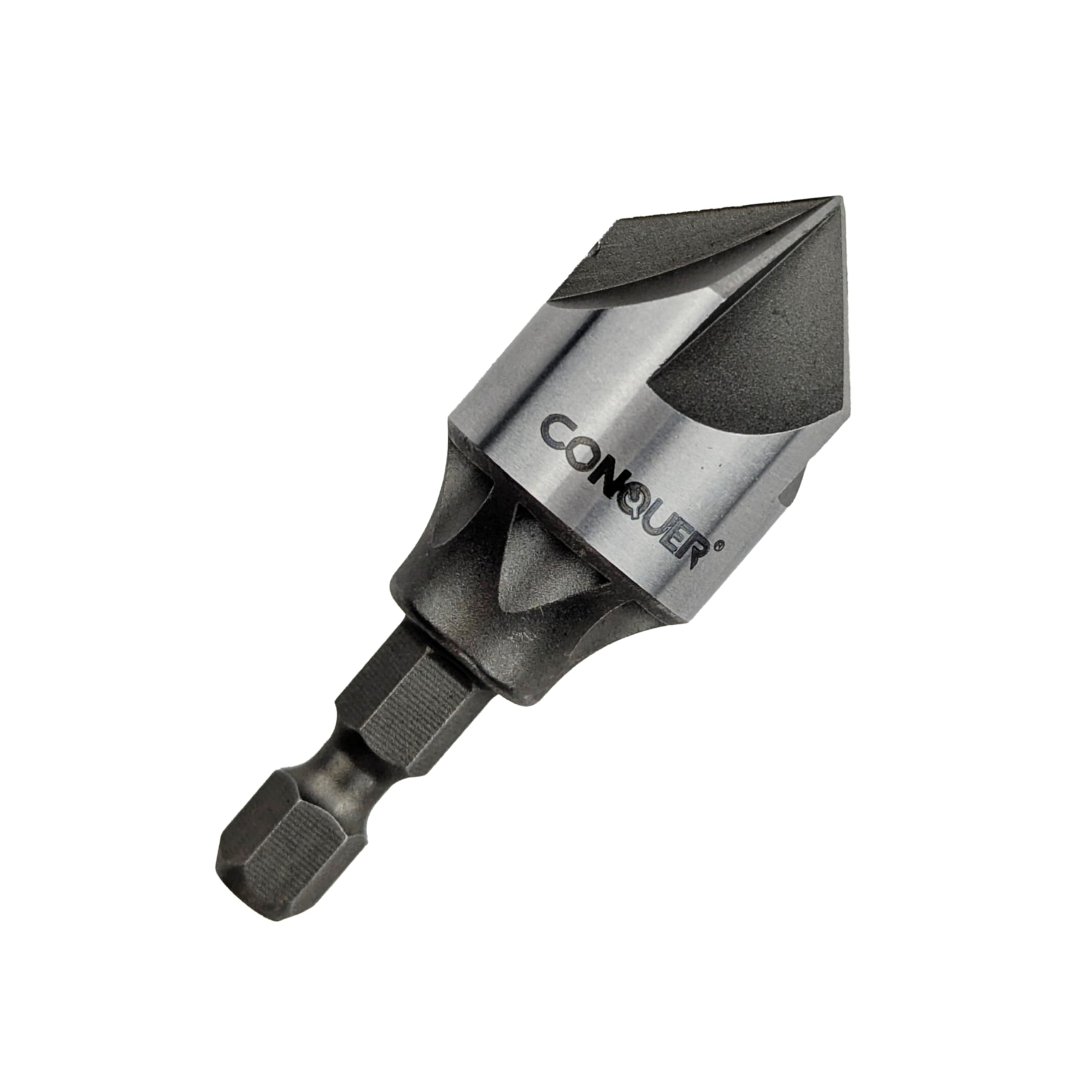 CONQUER Tools 5-flute countersink close-up for fast burr removal on metal