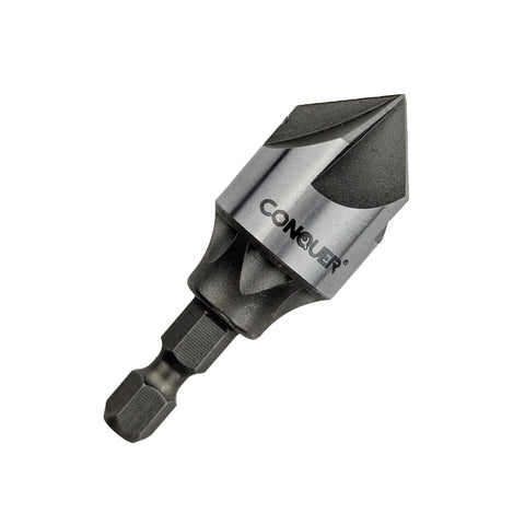CONQUER Tools 5-flute countersink close-up for fast burr removal on metal