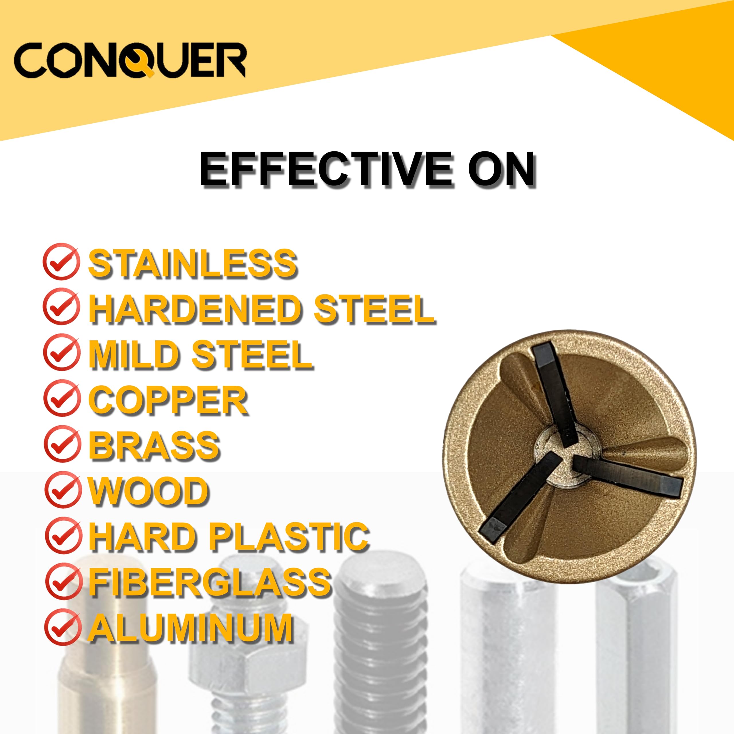 CONQUER Quick Release Shank allows rapid tool changes for efficiency.