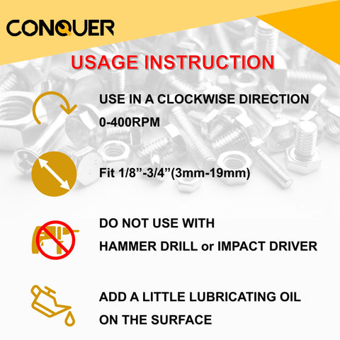 CONQUER Round Stock compatibility supports 3mm to 19mm sizes with ease.