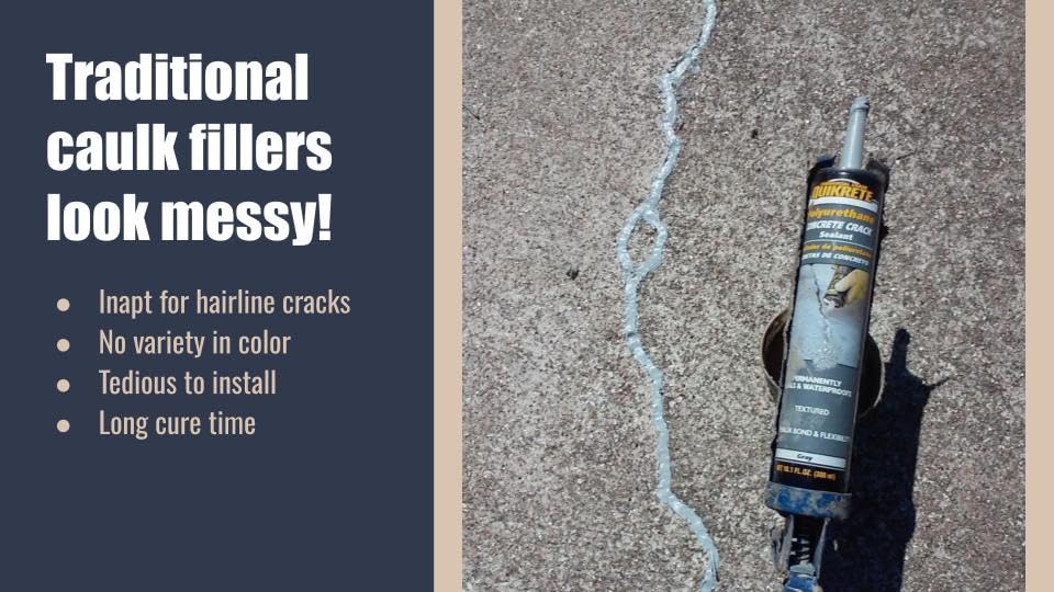 Gray repair blending with concrete on a walkway