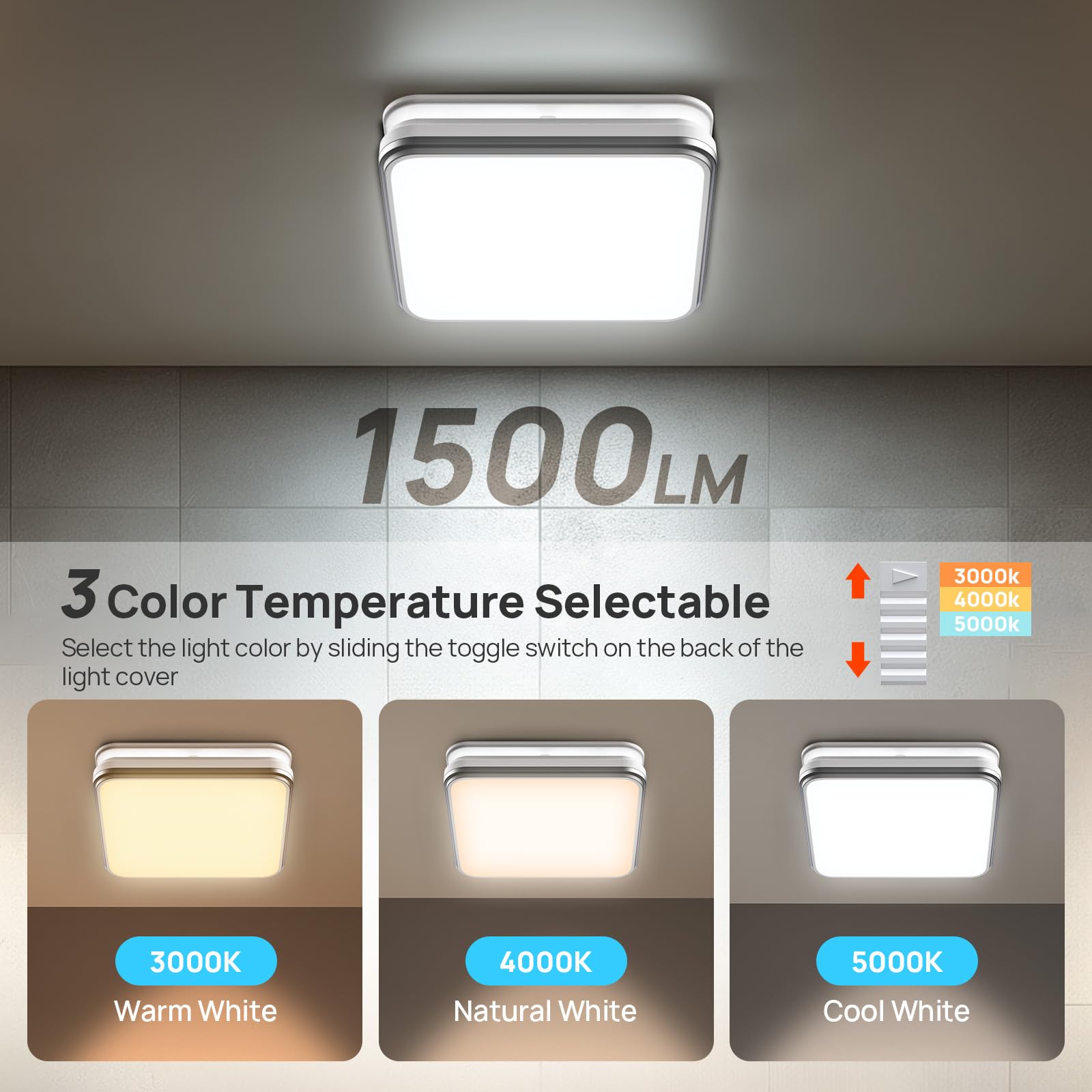 Consciot color temperature switch with 3000K–5000K options for customizable ambience.