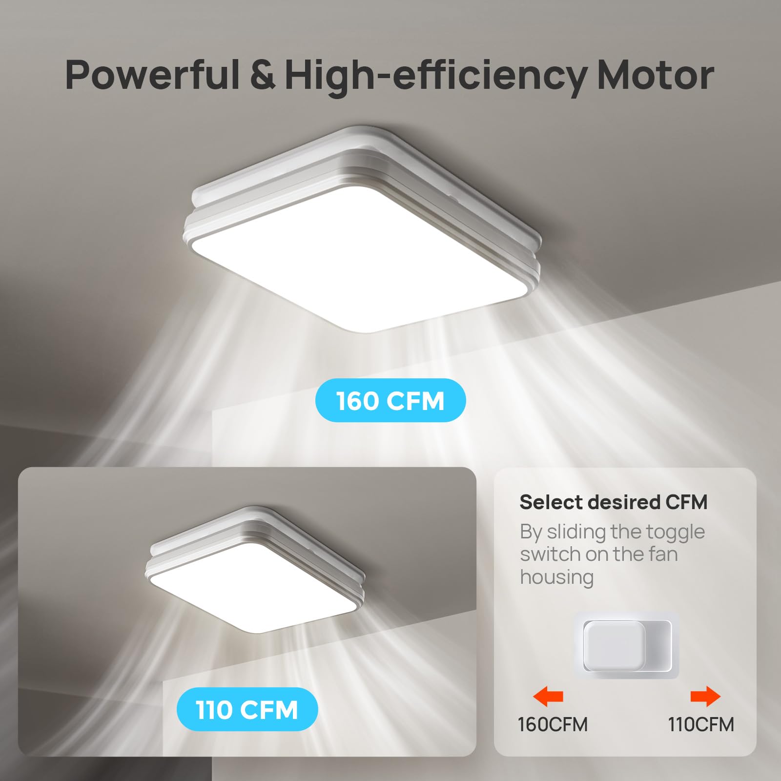 Consciot ultra-quiet exhaust fan reduces noise during showers.