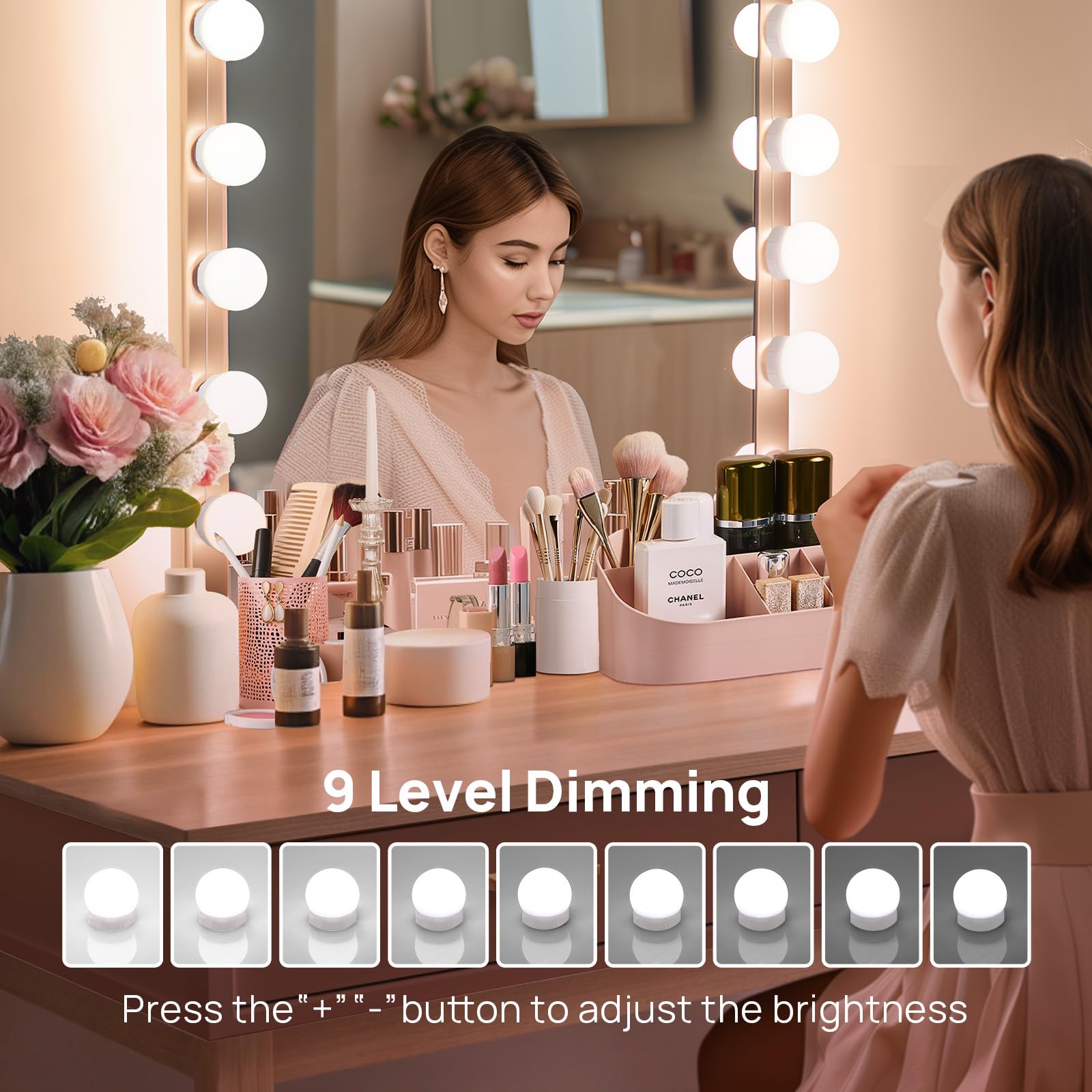 Consciot USB-powered vanity lighting offers flexible placement on desks, tables, or vanities.