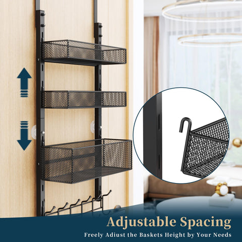 Consumest three-basket stainless steel mesh unit keeps bathroom essentials neatly organized.