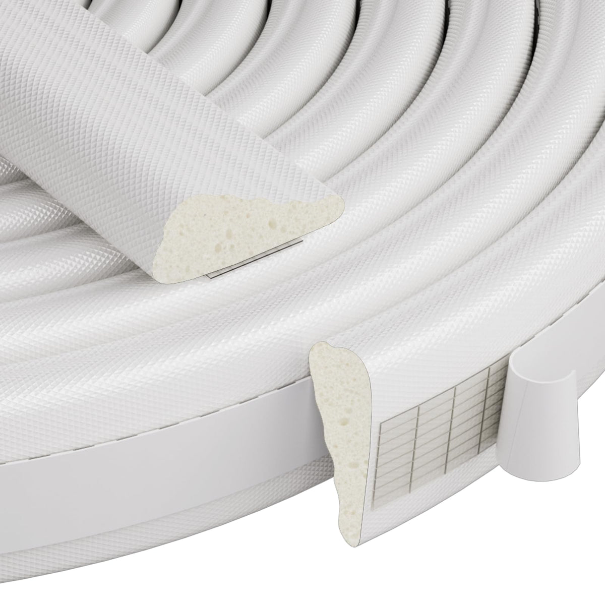 Conwang wedge-shaped door seal close-up reduces drafts and energy loss.