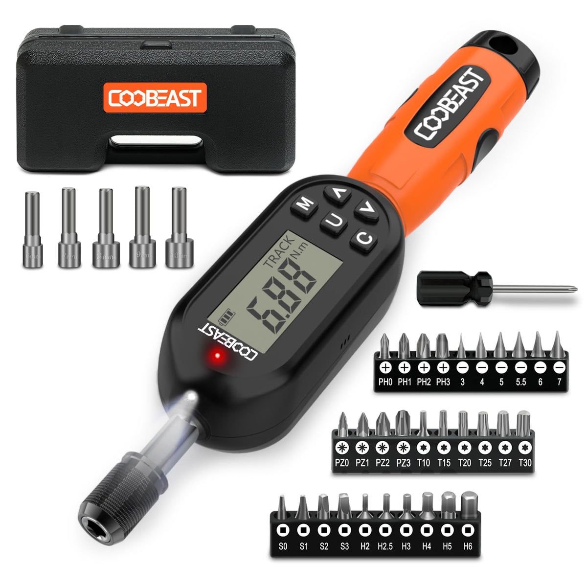 coobeast 38pcs torque screwdriver kit with digital display for precise tightening