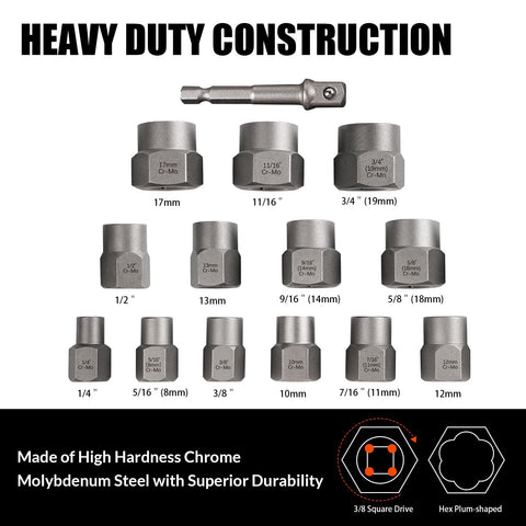Coobeast bolt extractor with 3/8 drive adapter enables use with impact wrenches