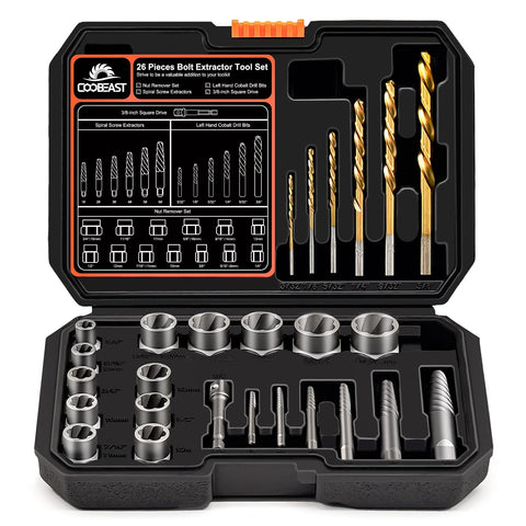 Coobeast bolt extractor kit in case for versatile auto repairs