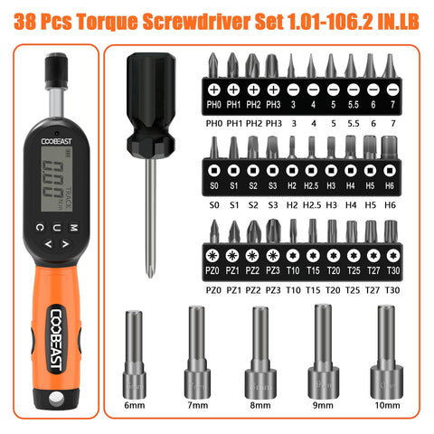 coobeast digital torque screwdriver display showing real-time torque readout