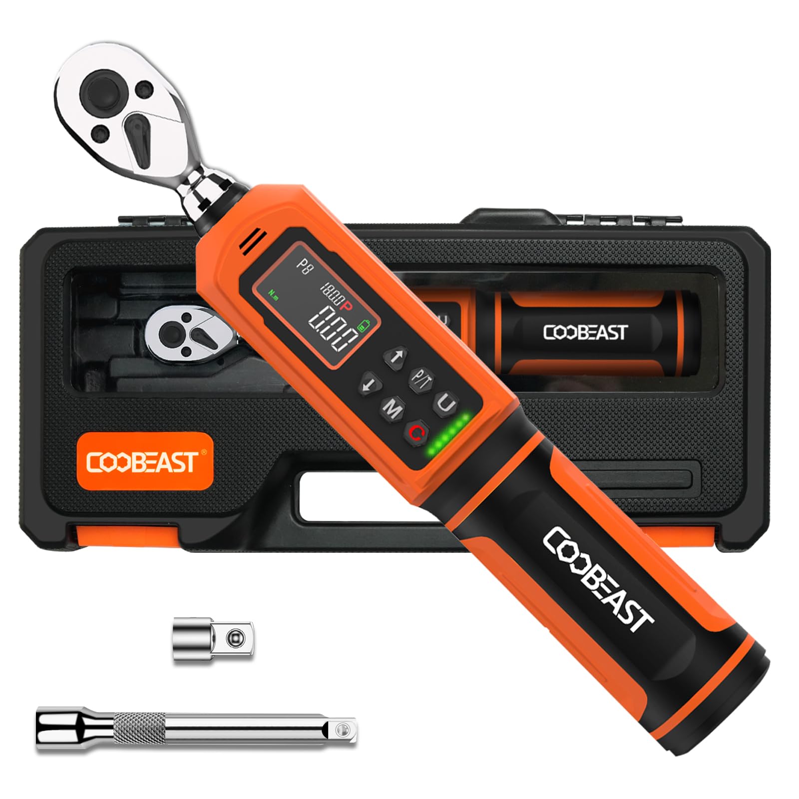 Coobeast digital torque wrench with 1/4 drive and clear display for precise torque validation
