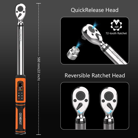 Coobeast torque wrench with buzzer and LED alert for preset accuracy