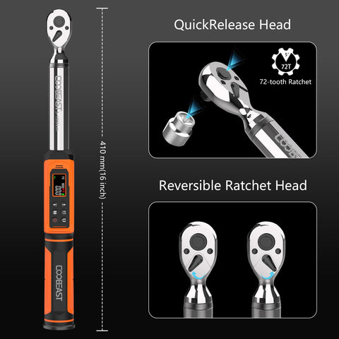 Coobeast Digital Torque Wrench preset values enable quick configurations for repeat tasks.