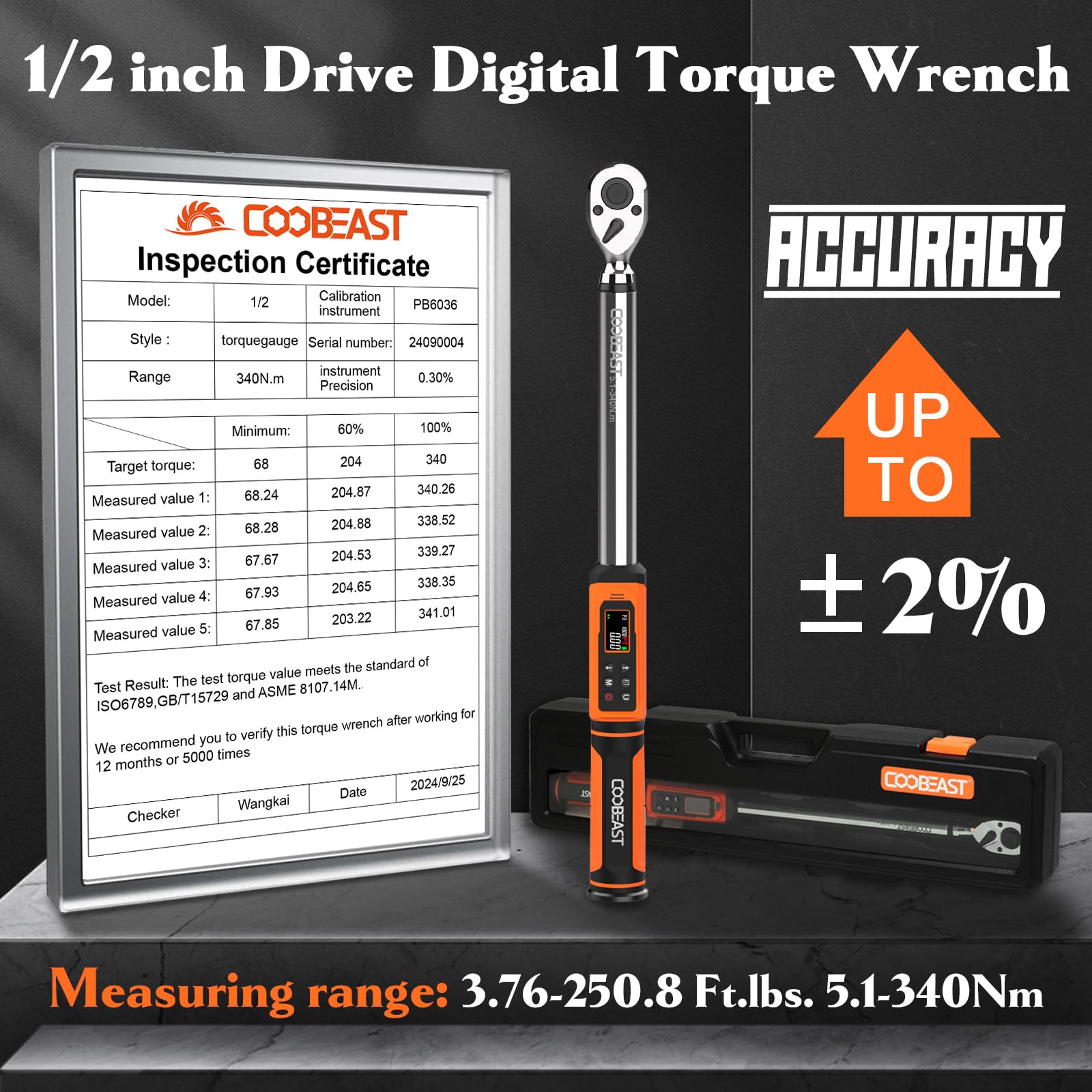 Coobeast digital torque wrench quick-release head enables fast accessory changes