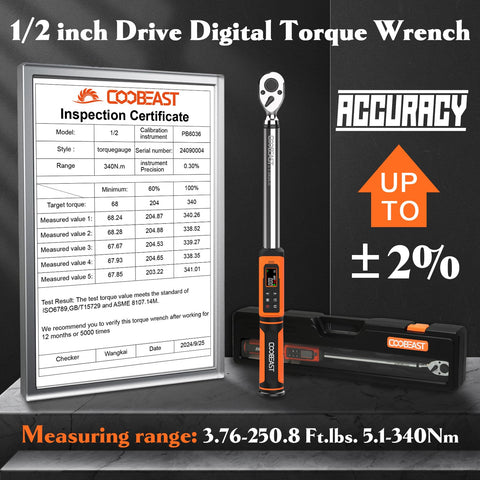 Coobeast digital torque wrench quick-release head enables fast accessory changes