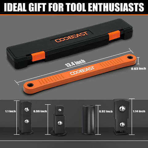 coobeast extension wrench showing 1/4, 3/8, 1/2 square drive adapters
