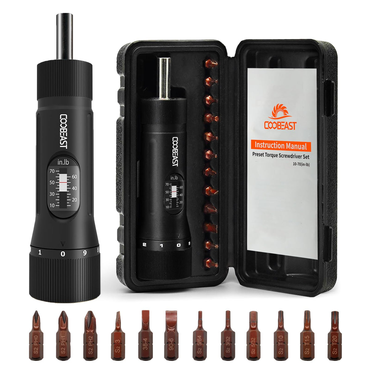 Coobeast preset torque screwdriver display shows precise values for accurate setting.