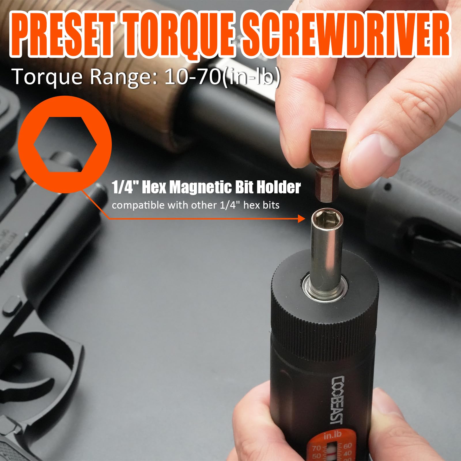 Compact and portable Coobeast torque screwdriver design for on-the-go use.