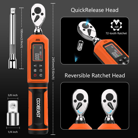 Coobeast torque wrench featuring dual-direction ratchet for easy tightening