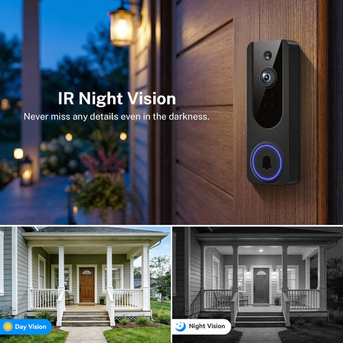 Cookedixo 1080p doorbell battery powered for easy wire free setup