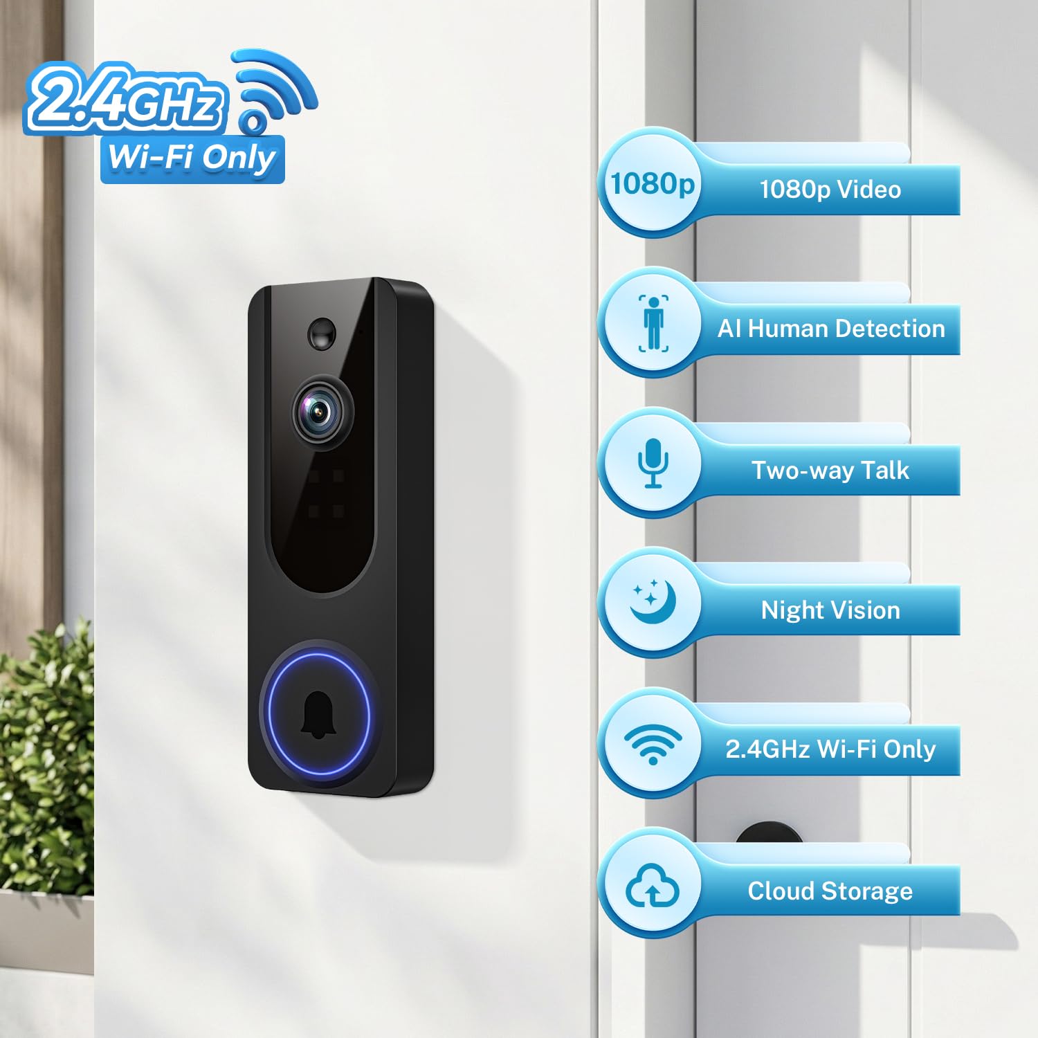 Cookedixo 1080p night vision doorbell illuminates dark entryways