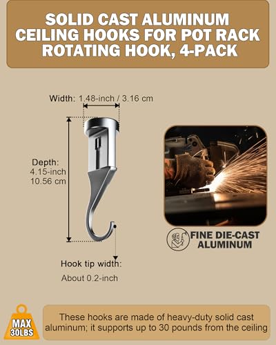 Cooks Standard heavy-duty hook supports up to 30 lbs for pots and pans.