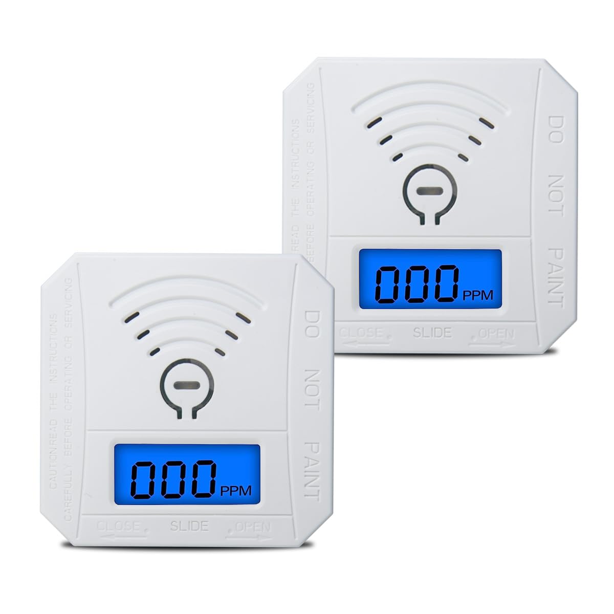COOKSS carbon monoxide detector 2-pack with LCD display for home safety.