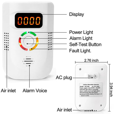 COOKSS detector LCD display shows CO levels for quick awareness in any room