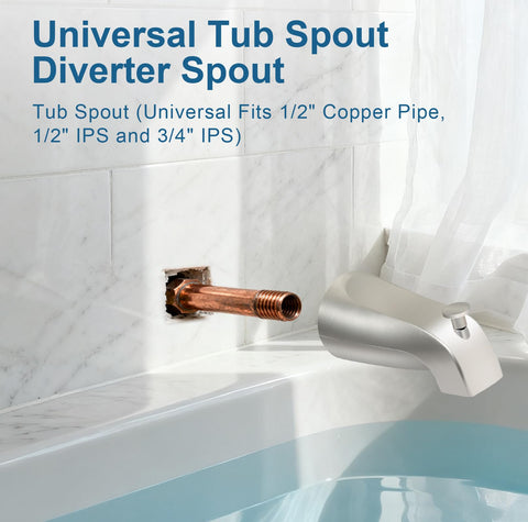 Coolfell brushed nickel tub spout features durable all-metal construction for long-term use