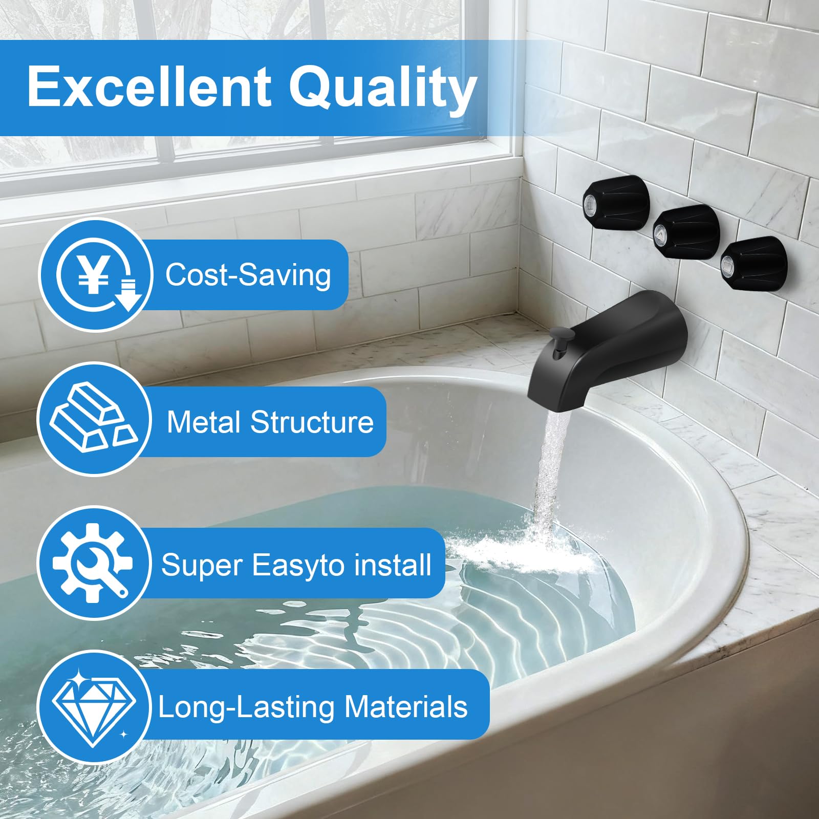 Coolfell four-in-one tub spout adapter simplifies installation.