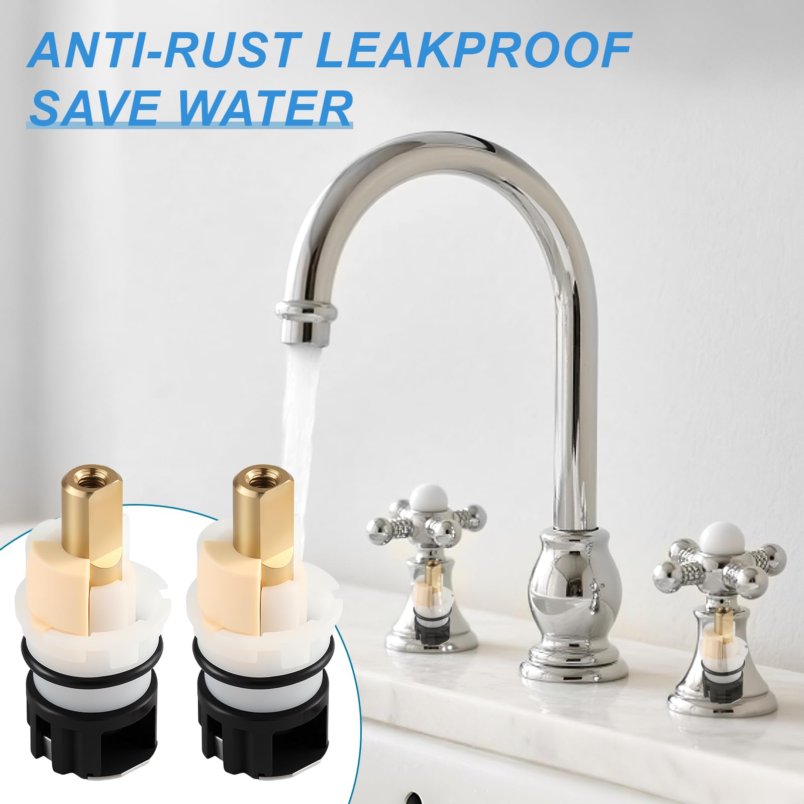 Comprehensive kit with four cartridges and components for multi-faucet maintenance.