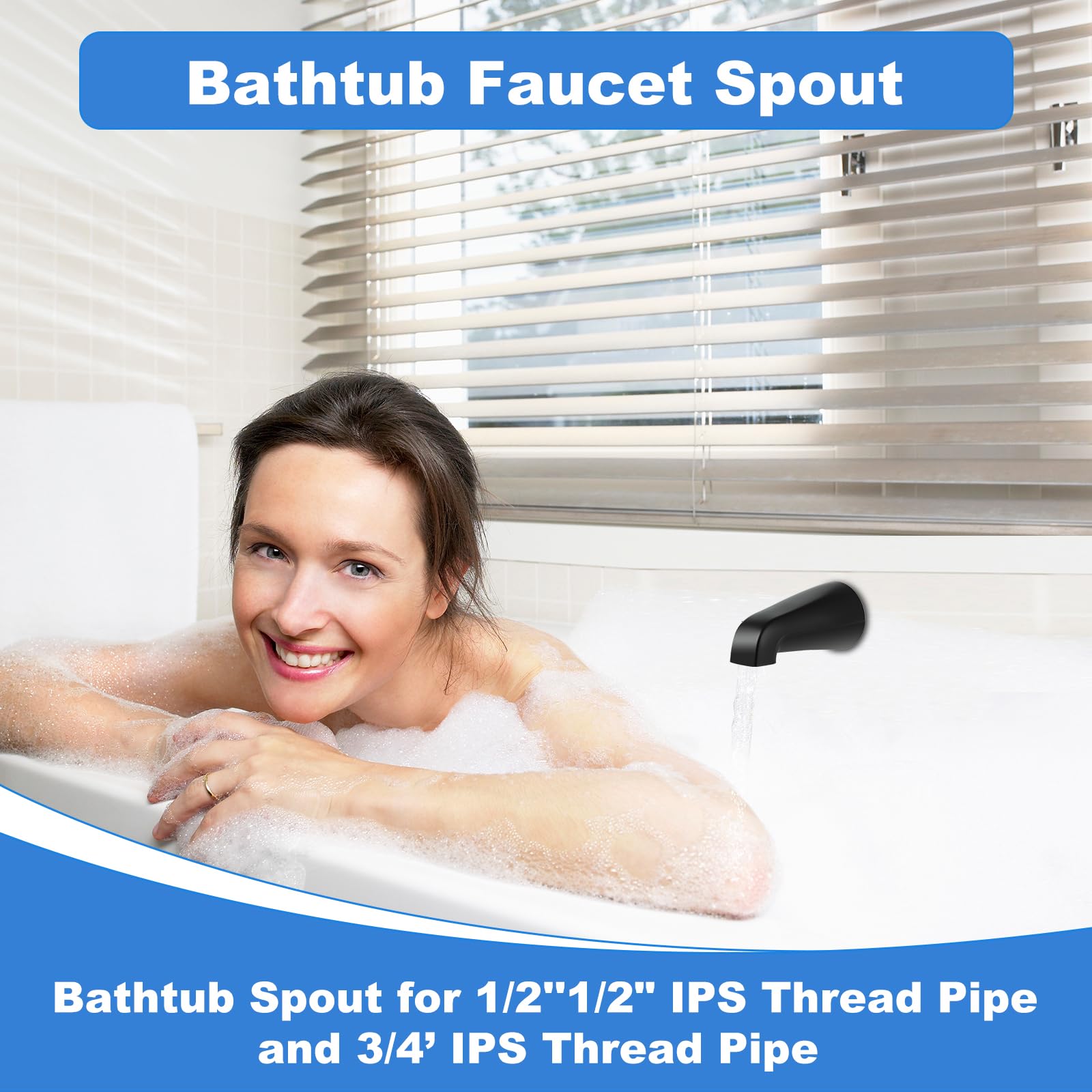 Coolfell spout without diverter supports standard tub fittings for easy DIY installation.