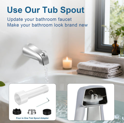Coolfell tub spout complete kit with diverter and adapters for quick replacement